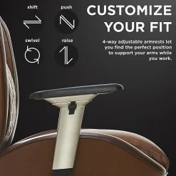 Shaquille O'Nealâ„¢ Zephyrus Ergonomic Bonded Leather High-Back Executive Office Chair, Brown/Silver