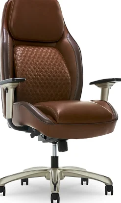 Shaquille O'Neal™ Zephyrus Ergonomic Bonded Leather High-Back Executive Office Chair, Brown/Silver