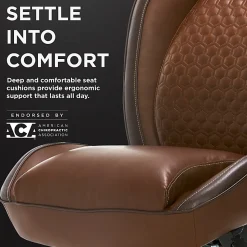 Shaquille O'Neal™ Zephyrus Ergonomic Bonded Leather High-Back Executive Office Chair, Brown/Silver