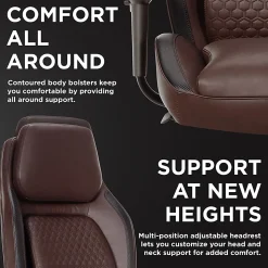 Shaquille O'Neal™ Zephyrus Ergonomic Bonded Leather High-Back Executive Office Chair, Walnut/Silver, BIFMA Compliant