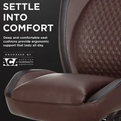 Shaquille O'Neal™ Zephyrus Ergonomic Bonded Leather High-Back Executive Office Chair, Walnut/Silver, BIFMA Compliant