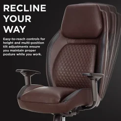 Shaquille O'Neal™ Zephyrus Ergonomic Bonded Leather High-Back Executive Office Chair, Walnut/Silver, BIFMA Compliant