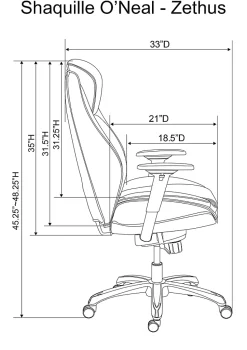 Shaquille O'Nealâ„¢ Zethus Ergonomic Bonded Leather High-Back Executive Office Chair, Black