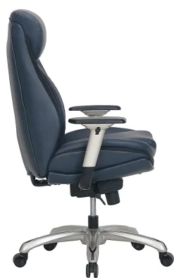 Shaquille O'Neal™ Zethus Ergonomic Bonded Leather High-Back Executive Office Chair, Navy/Silver