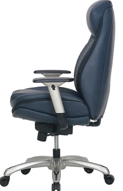 Shaquille O'Neal™ Zethus Ergonomic Bonded Leather High-Back Executive Office Chair, Navy/Silver