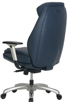 Shaquille O'Neal™ Zethus Ergonomic Bonded Leather High-Back Executive Office Chair, Navy/Silver