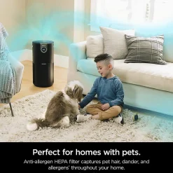 Shark Air Purifier MAX With True HEPA, 1200 Sq. Ft., Charcoal Gray, Total Qty 1