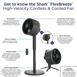 Shark FlexBreeze Indoor & Outdoor Fan, Dark Gray, Total Qty 1