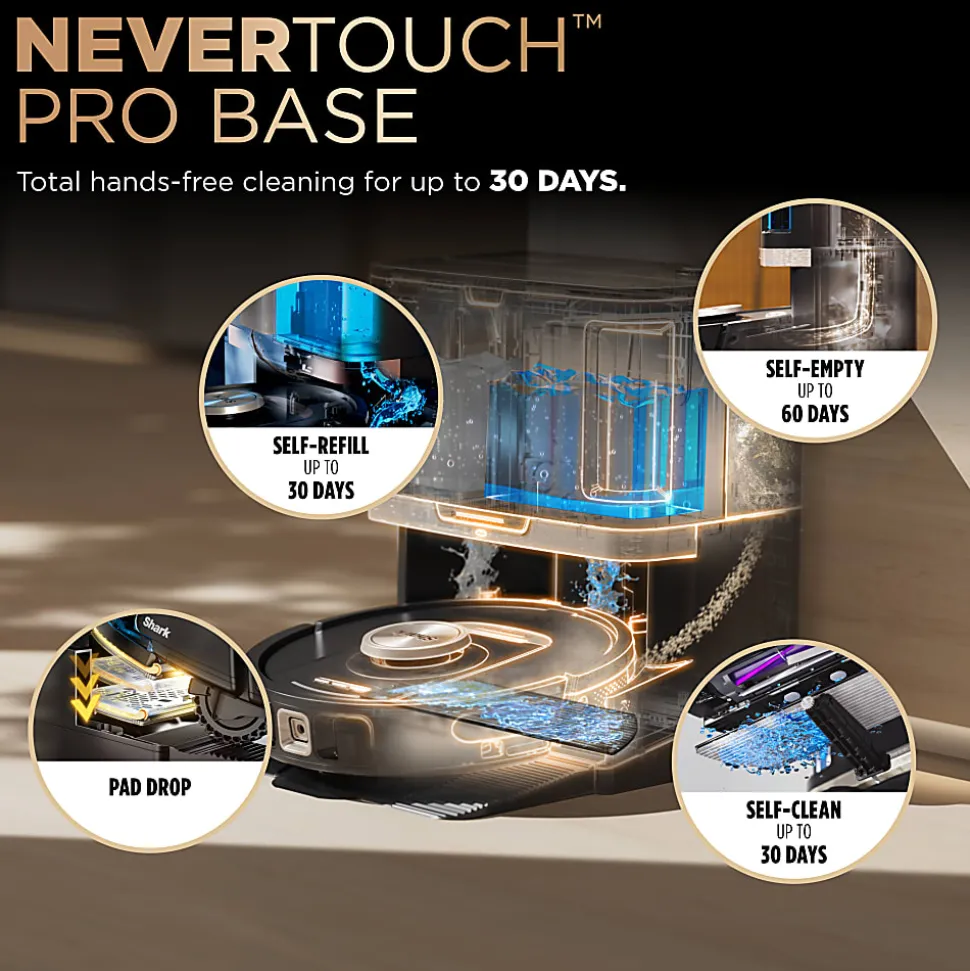 Shark PowerDetect 2-in-1 Robot Vacuum And Mop With NeverTouch Pro Base, Black, Total Qty 1