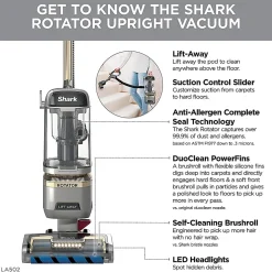 Shark Rotator Lift-Away ADV DuoClean Engage Upright Vacuum Cleaner With Self-Cleaning Brushroll, Gray