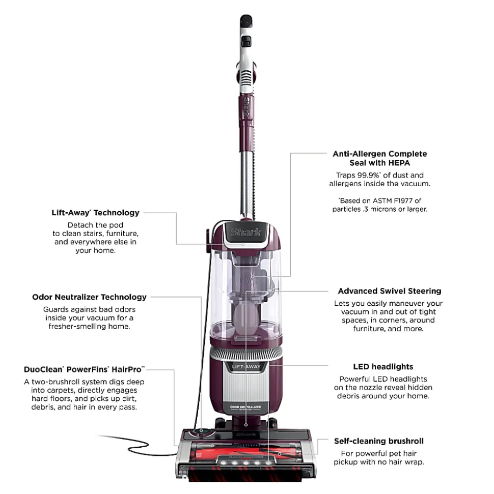 Shark Rotator Pet Lift-Away ADV Upright Vacuum, Wine Purple, Total Qty 1