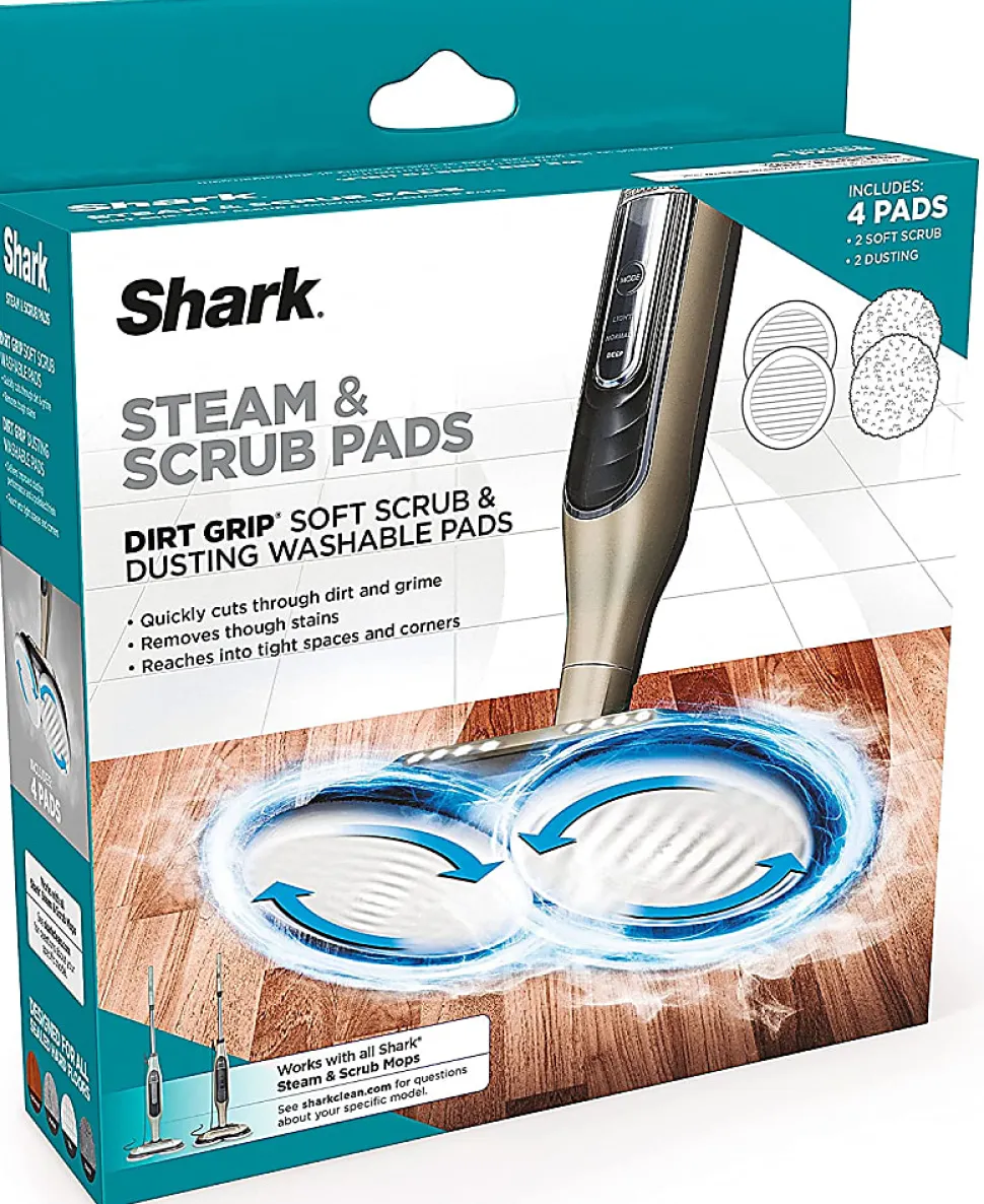 Shark Steam & Scrub Dirt Grip Soft Scrub Washable Pads, Gray, Total Qty 2