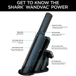 Shark WV410BL Wandvac Power Pet Cordless Hand Vacuum, Blue