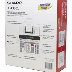 Sharp ELT3301 12-Digit Thermal Printing Calculator - 8.0 LPS - Backlit LCD - 15 mm Digit Size - AC Power - ELT3301