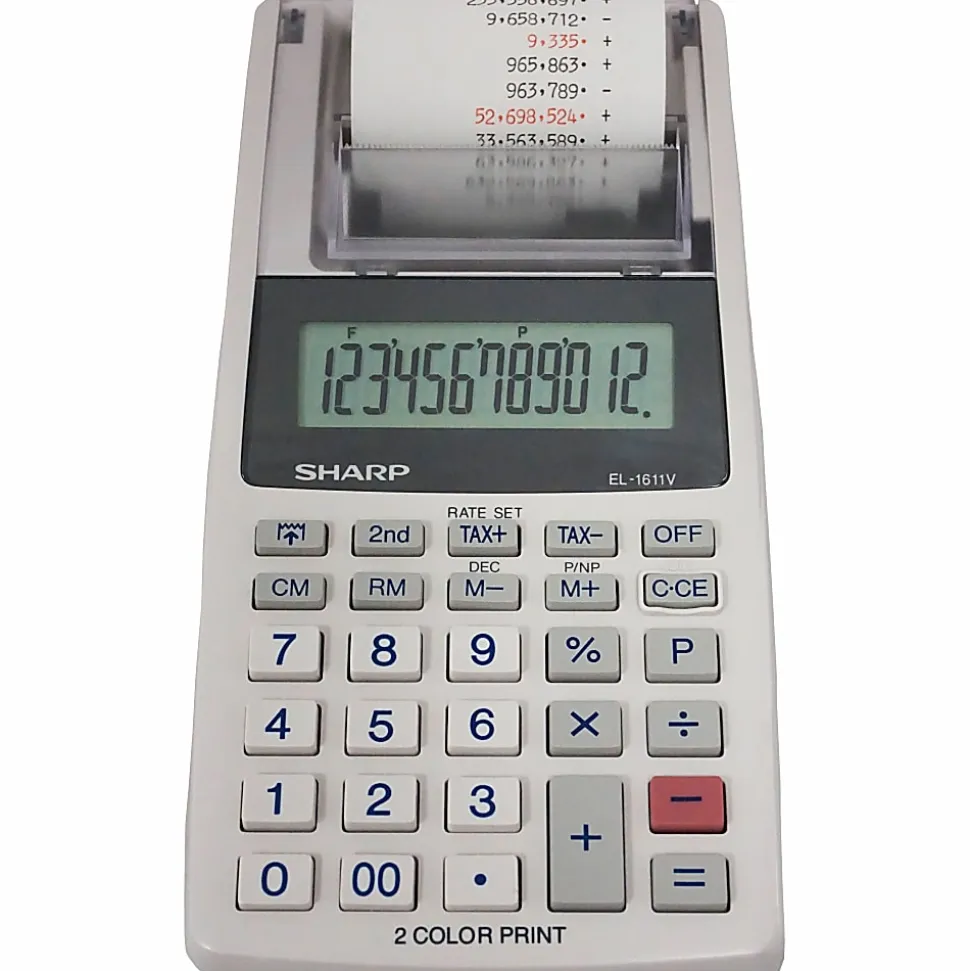 Sharp® EL-1611V 12-digit Mini Printing Calculator, White