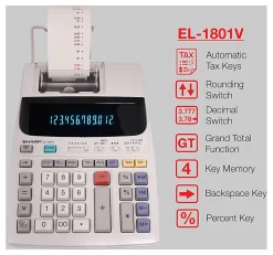 Sharp® EL-1801V 12-Digit Printing Calculator