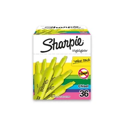 Sharpie® Accent® Tank Highlighters, Fluorescent Yellow, Pack Of 36