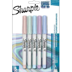 Sharpie® Cosmic Color Permanent Markers, Ultra Fine Point, Gray Barrels, Assorted Ink Colors, Pack Of 5 Markers