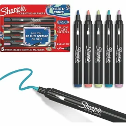Sharpie Creative Markers, Earth Tones 1, Water-Based Acrylic Markers, Bullet Tip, Assorted Colors, 5 Count