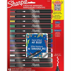 Sharpie® Creative Markers, Water-Based Acrylic Markers, Bullet Tip, Assorted Core Colors, 12 Count