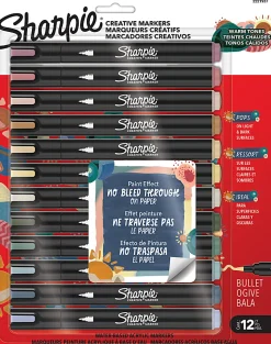 Sharpie Creative Markers, Water-Based Acrylic Marker, Assorted Warm Tones, Bullet Tip, 12 Count