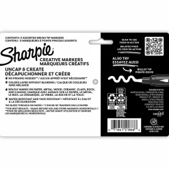 Sharpie® Creative Markers, Water-Based Acrylic Markers, Brush Tip, Assorted Core Colors, 5 Count