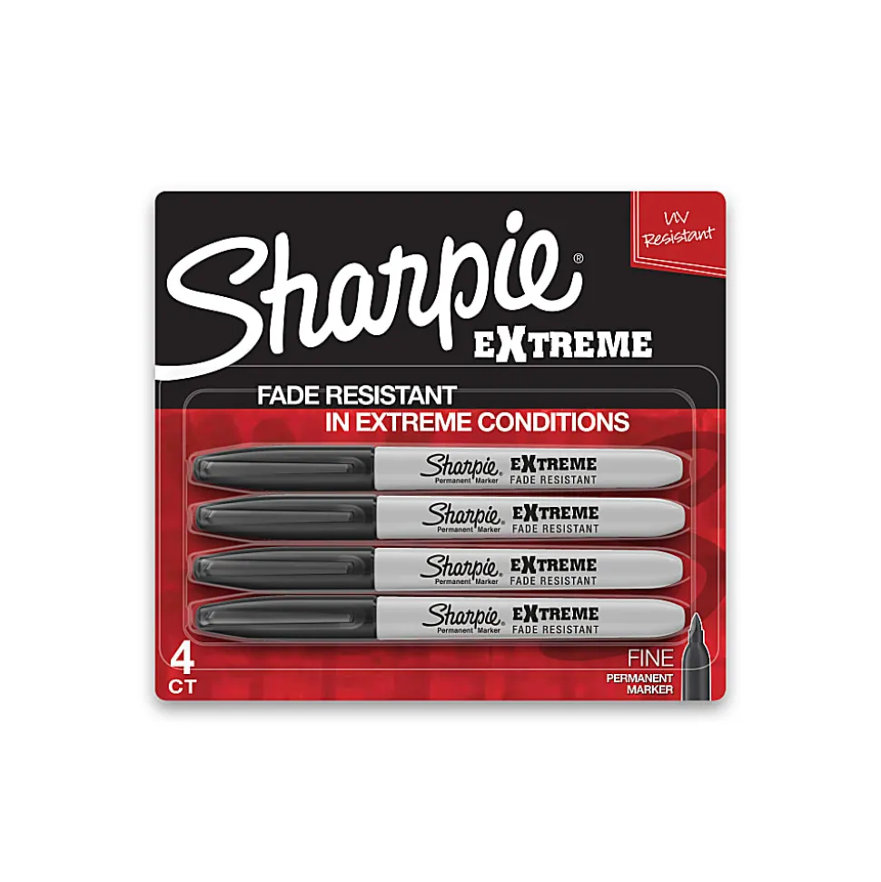 Sharpie® Extreme Permanent Markers, Fine Point, Black, Pack Of 4