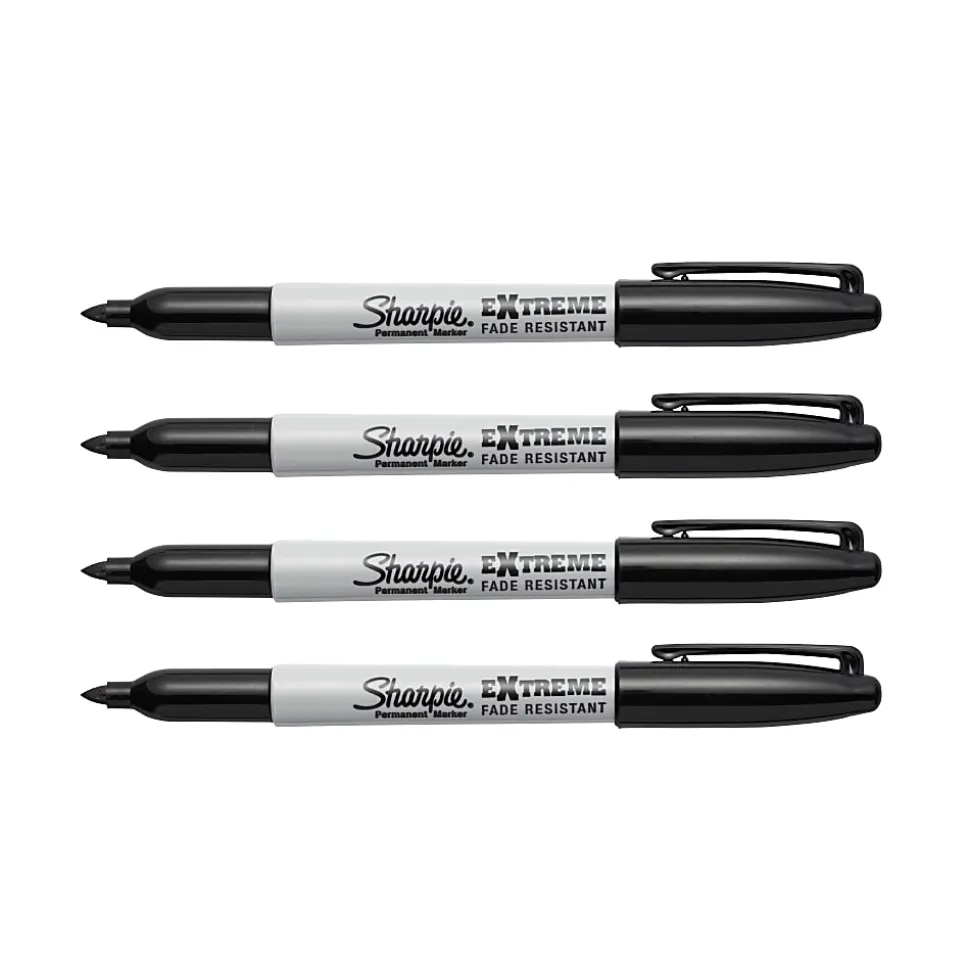 Sharpie® Extreme Permanent Markers, Fine Point, Black, Pack Of 4