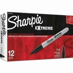 Sharpie® Extreme Permanent Markers, Fine Point, Black, Pack Of 12