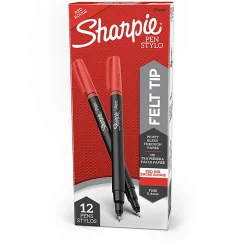 Sharpie® Fine-Point Pens, Fine Point, Black Barrels, Red Ink, Pack Of 12
