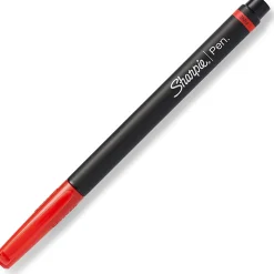 Sharpie® Fine-Point Pens, Fine Point, Black Barrels, Red Ink, Pack Of 12