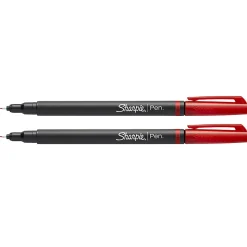 Sharpie® Fine-Point Pens, Fine Point, Black Barrels, Red Ink, Pack Of 12