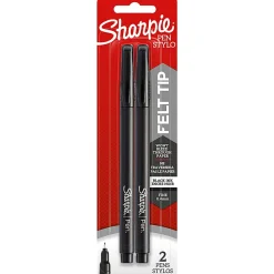 Sharpie® Fine-Point Pens, Fine Point, 0.4 mm, Black Barrels, Black Ink, Pack Of 2