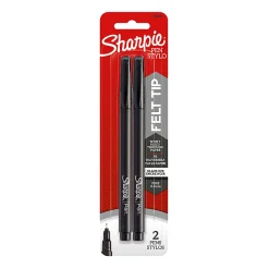 Sharpie® Fine-Point Pens, Fine Point, 0.4 mm, Black Barrels, Black Ink, Pack Of 2