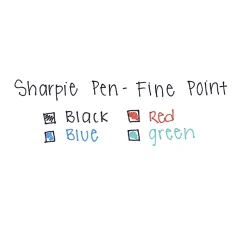 Sharpie® Fine-Point Pens, Fine Point, 0.4 mm, Black Barrels, Assorted Ink Colors, Pack Of 4