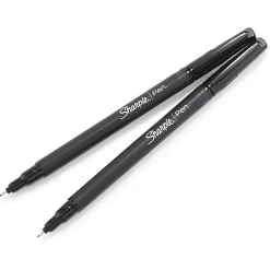 Sharpie® Fine-Point Pens, Fine Point, 0.4 mm, Black Barrels, Black Ink, Pack Of 4