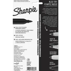 Sharpie® Fine Point Permanent Markers, Gray Barrel, Black Ink, Pack Of 5