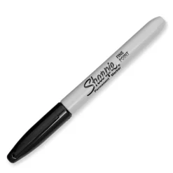 Sharpie® Fine Point Permanent Markers, Gray Barrel, Black Ink, Pack Of 5