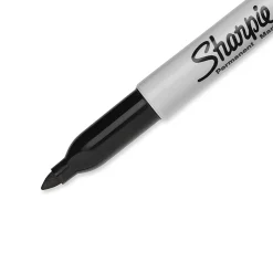 Sharpie® Fine Point Permanent Markers, Gray Barrel, Black Ink, Pack Of 5