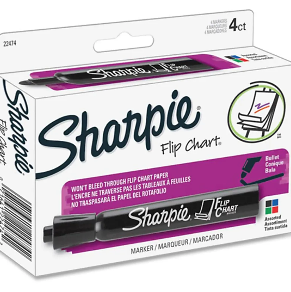 Sharpie® Flip Chart™ Markers, Bullet Point, Assorted Colors, Pack Of 4
