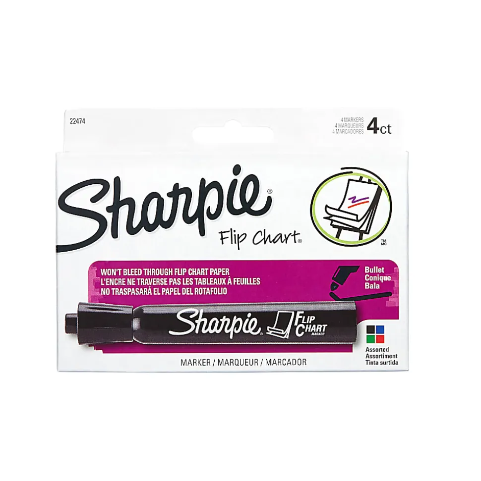 Sharpie® Flip Chart™ Markers, Bullet Point, Assorted Colors, Pack Of 4