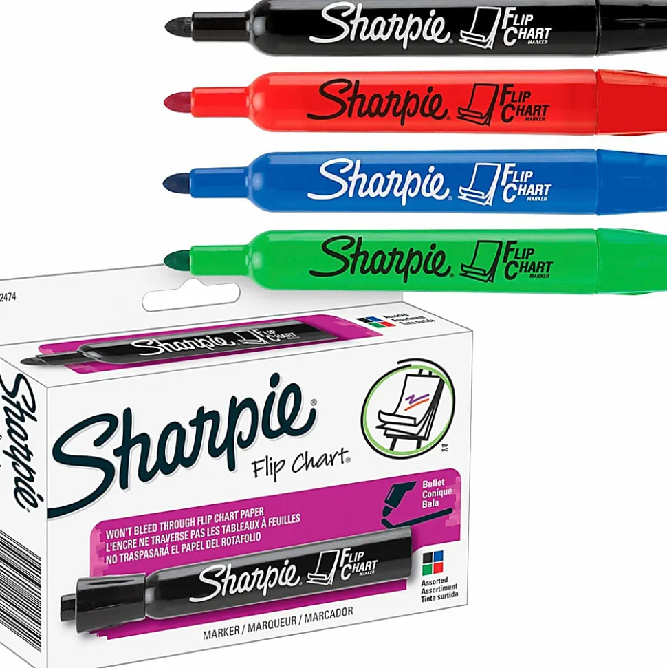 Sharpie® Flip Chart™ Markers, Bullet Point, Assorted Colors, Pack Of 4