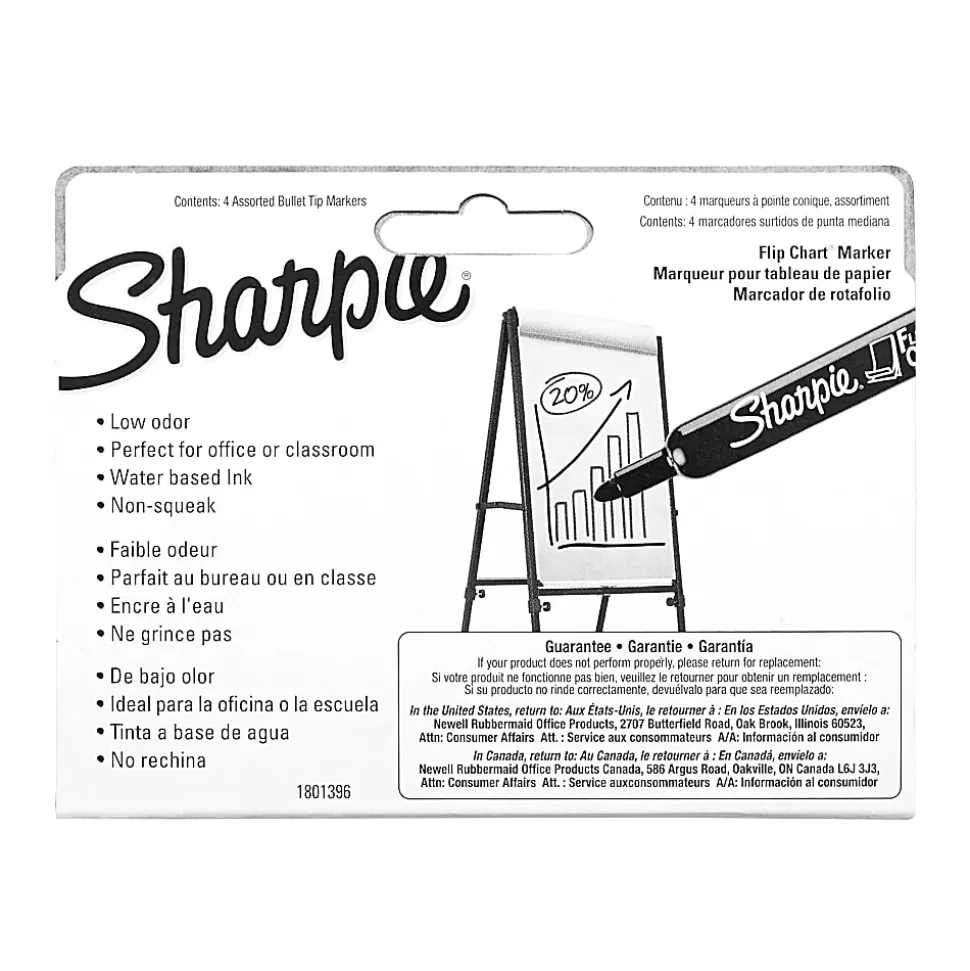 Sharpie® Flip Chart™ Markers, Bullet Point, Assorted Colors, Pack Of 4
