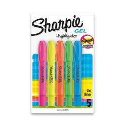 Sharpie® Gel Highlighters, Bullet Tip, Assorted Colors, 5 Count