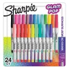 Sharpie® Glam Pop Permanent Markers, Ultra-Fine Point, Assorted Colors, Pack Of 24 Markers