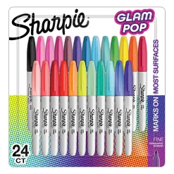 Sharpie® Glam Pop Permanent Markers, Fine Point, Assorted, Pack Of 24 Markers
