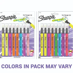Sharpie Highlighter, Clear View Highlighter with See-Through Chisel Tip, Stick Highlighter, Assorted, 8 Count