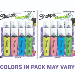 Sharpie Highlighter, Clear View Highlighter with See-Through Chisel Tip, Tank Highlighter, Assorted, 8 Count