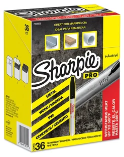 Sharpie® Industrial Permanent Markers, Fine Tip, Black, Pack Of 36