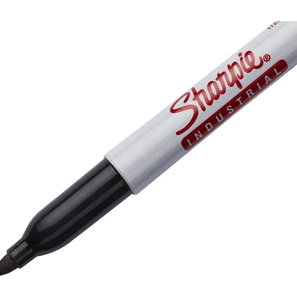 Sharpie® Industrial Permanent Markers, Fine Point, Black, Pack Of 12